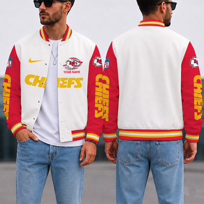 SPECIAL EDITION - NEW CUSTOMIZED NFL01 KCC KANSAS CITY CHIEFS SATIN VARSITY & BASEBALL JACKET