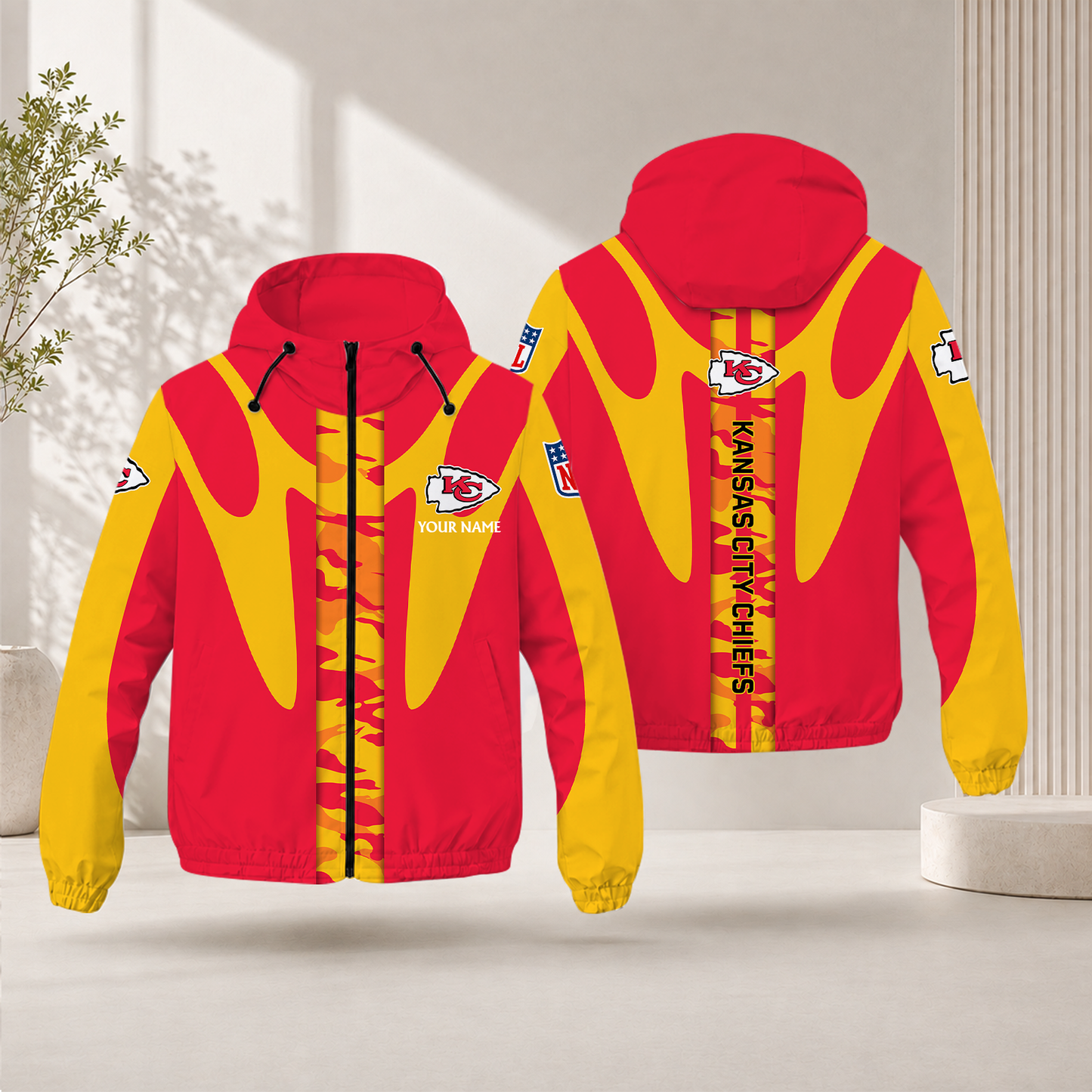 FLASH SALE - NEW CUSTOMIZED NFL01 KCC KANSAS CITY CHIEFS WINDBREAKER JACKET