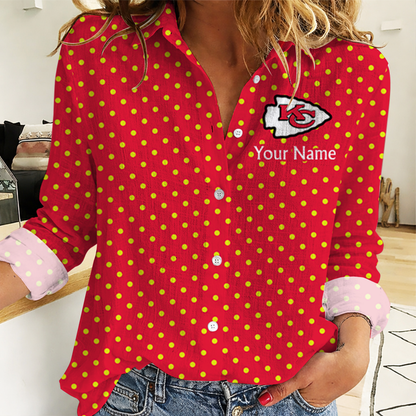 SPECIAL EDITION - NEW CUSTOMIZED NFL01 KCC KANSAS CITY CHIEFS WOMEN CASUAL SHIRT