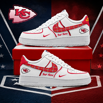 FINAL SALE - NEW CUSTOMIZED NFL01 KCC KANSAS CITY CHIEFS AF1 SHOES