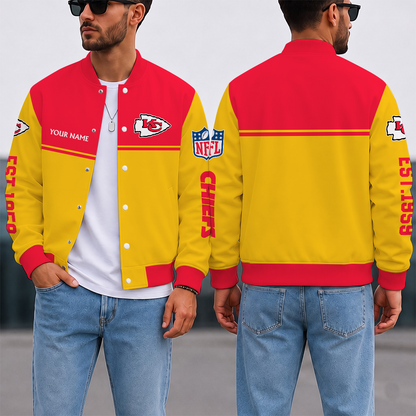 FINAL SALE - NEW CUSTOMIZED NFL01 KCC KANSAS CITY CHIEFS SATIN VARSITY & BASEBALL JACKET