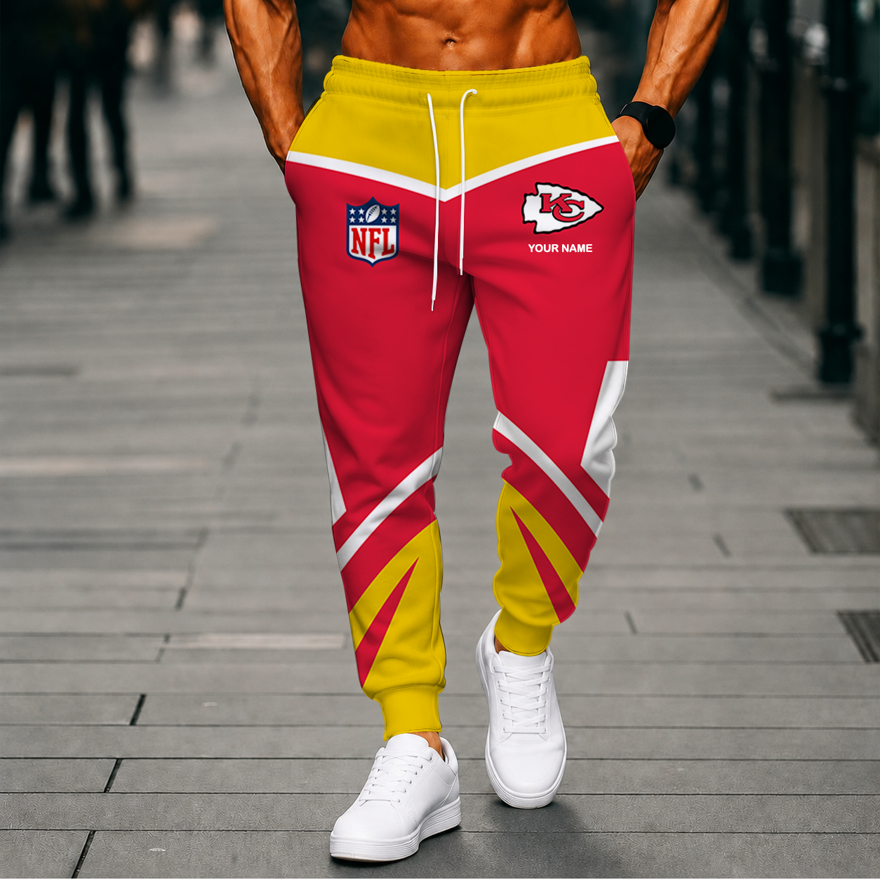 FINAL SALE - NEW CUSTOMIZED NFL01 KCC KANSAS CITY CHIEFS SWEATPANTS