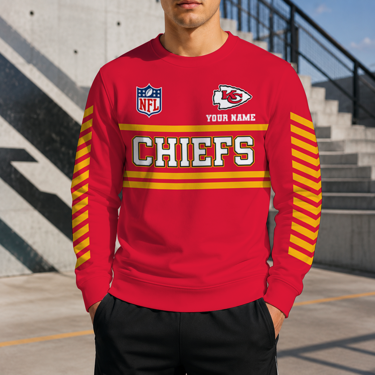 FINAL SALE - NEW CUSTOMIZED NFL01 KCC KANSAS CITY CHIEFS UNISEX SWEATSHIRT