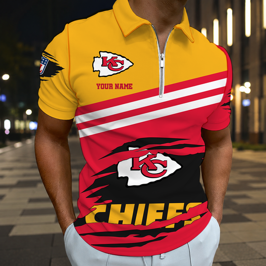FINAL SALE - NEW CUSTOMIZED NFL01 KCC KANSAS CITY CHIEFS T-SHIRT, POLO SHIRT, ZIP POLO SHIRT, SWEATSHIRT, HOODIE & ZIP HOODIE