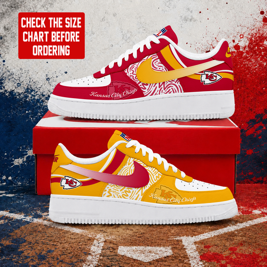 FLASH SALE - NEW CUSTOMIZED NFL01 KCC KANSAS CITY CHIEFS AF1 SHOES