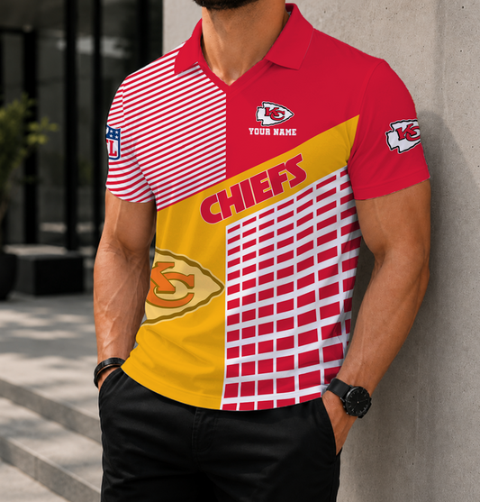 FINAL SALE - NEW CUSTOMIZED NFL01 KCC KANSAS CITY CHIEFS POLO SHIRT