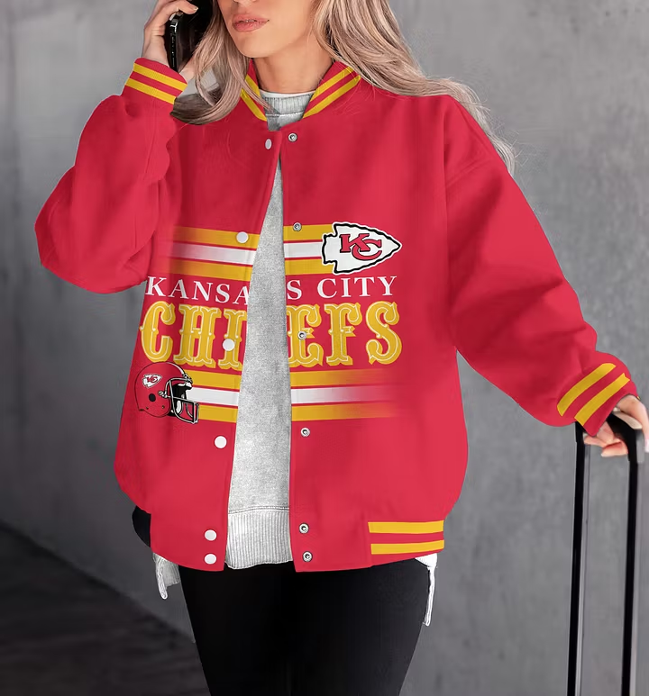 FINAL SALE - NEW CUSTOMIZED NFL01 KCC KANSAS CITY CHIEFS SATIN VARSITY & BASEBALL JACKET