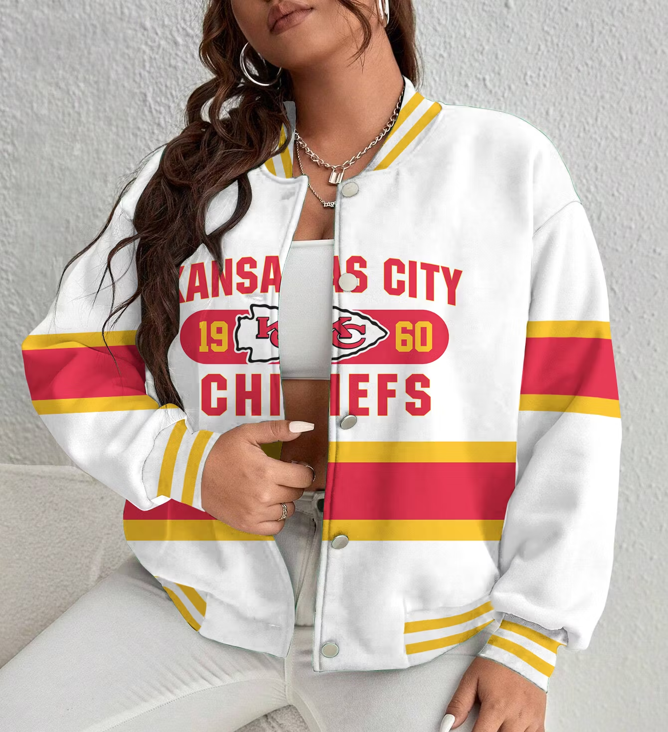 FINAL SALE - NEW CUSTOMIZED NFL01 KCC KANSAS CITY CHIEFS SATIN VARSITY & BASEBALL JACKET