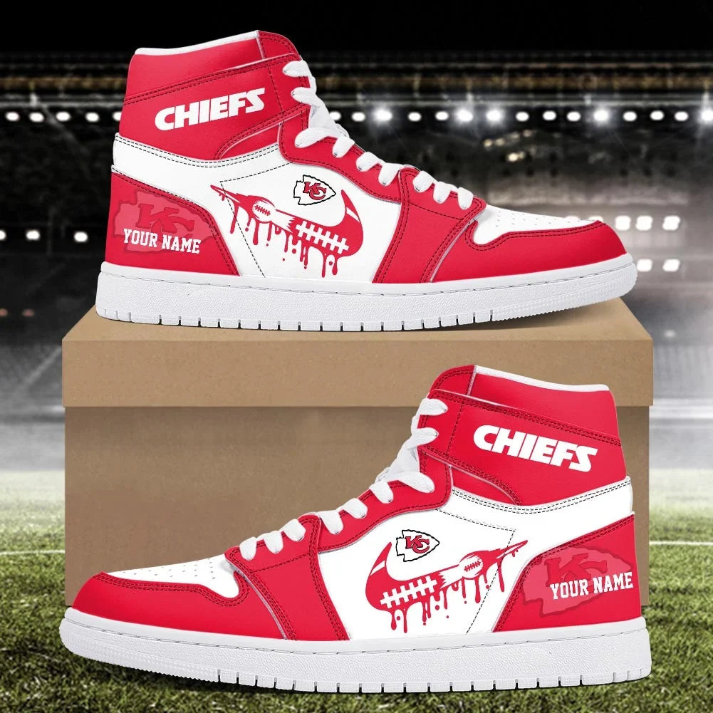 EXCLUSIVE EDITION - NEW CUSTOMIZED NFL01 KCC KANSAS CITY CHIEFS AIR JORDAN SNEAKERS