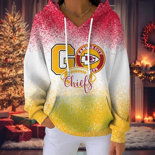 SPECIAL EDITION - NEW CUSTOMIZED NFL01 KCC KANSAS CITY CHIEFS RIBBED HOODIE & SWEATSHIRT