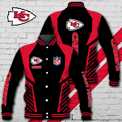 LIMITED EDITION - NEW CUSTOMIZED NFL01 KCC KANSAS CITY CHIEFS SATIN VARSITY & BASEBALL JACKET