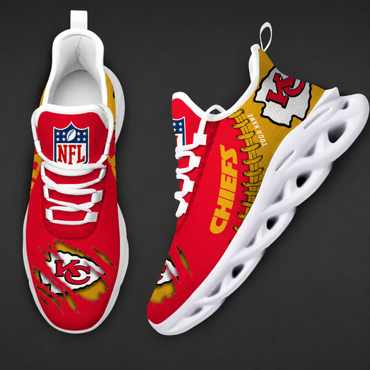 FINAL SALE - NEW CUSTOMIZED NFL01 KCC KANSAS CITY CHIEFS UNISEX MAX SOUL SHOES