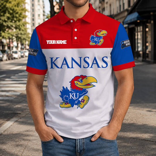 MEGA SALE - NEW CUSTOMIZED NCAA MAM01 KSJ KANSAS JAYHAWKS T-SHIRT, POLO SHIRT, ZIP POLO SHIRT, SWEATSHIRT, HOODIE & ZIP HOODIE