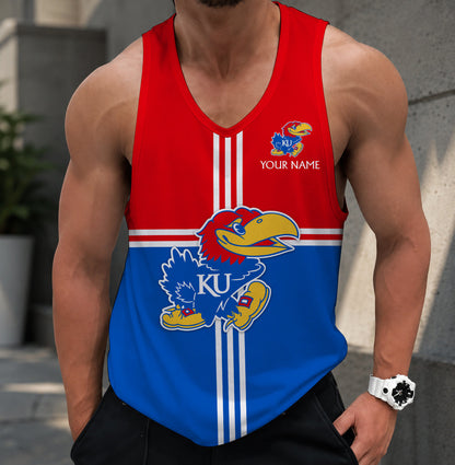 SPECIAL EDTION - NEW CUSTOMIZED NCAA MAM01 KSJ KANSAS JAYHAWKS STRAPPY UNISEX TANK TOP