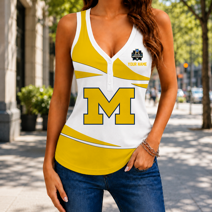 LIMITED EDITION - NEW CUSTOMIZED NCAA CWS01 MIW MICHIGAN WOLVERINES WOMEN'S V-NECK TANK TOP