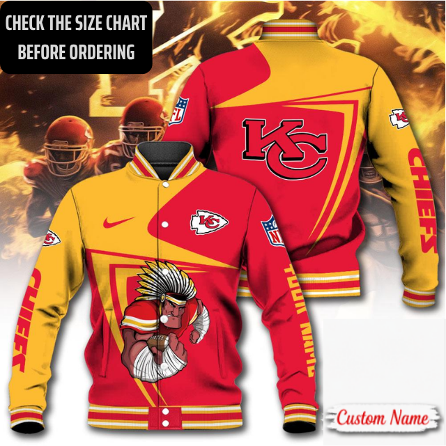 LIMITED EDITION - NEW CUSTOMIZED NFL01 KCC KANSAS CITY CHIEFS SATIN VARSITY & BASEBALL JACKET