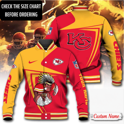 LIMITED EDITION - NEW CUSTOMIZED NFL01 KCC KANSAS CITY CHIEFS SATIN VARSITY & BASEBALL JACKET