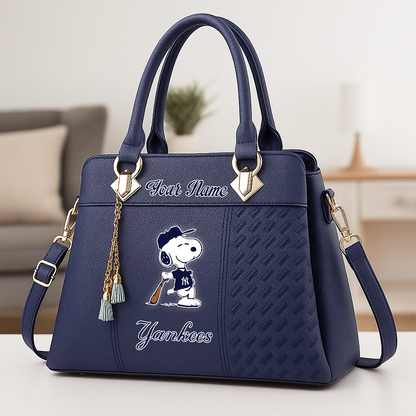 LIMITED EDITION - NEW CUSTOMIZED MLB01 NYY NY YANKEES ZIP HANDBAG MULTICOLOR