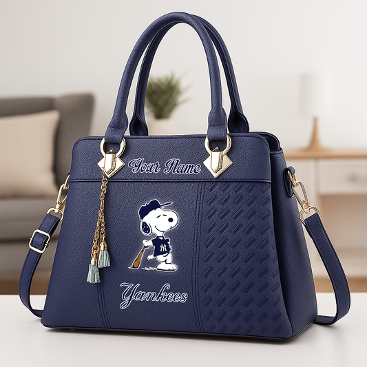 LIMITED EDITION - NEW CUSTOMIZED MLB01 NYY NY YANKEES ZIP HANDBAG MULTICOLOR