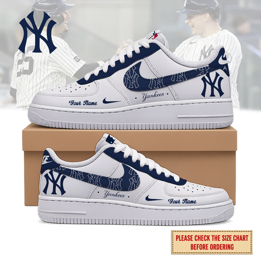 FINAL SALE - NEW CUSTOMIZED MLB01 NYY NEW YORK YANKEES AF1 SHOES