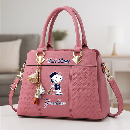 LIMITED EDITION - NEW CUSTOMIZED MLB01 NYY NY YANKEES ZIP HANDBAG MULTICOLOR