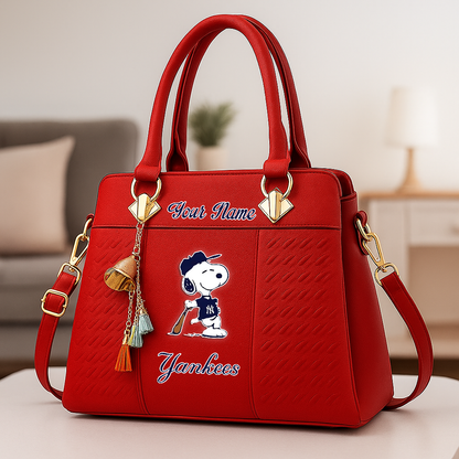 LIMITED EDITION - NEW CUSTOMIZED MLB01 NYY NY YANKEES ZIP HANDBAG MULTICOLOR