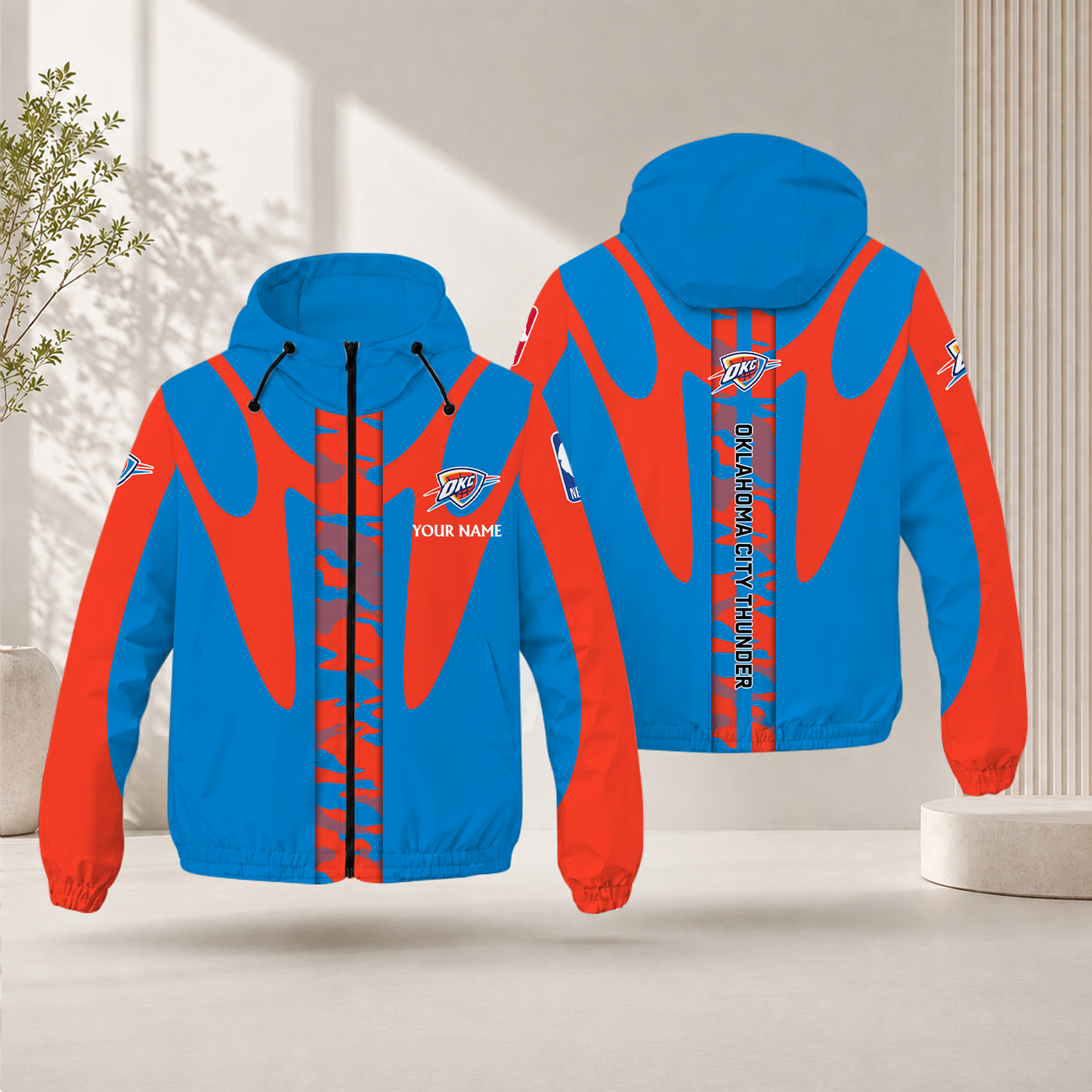 FINAL SALE - NEW CUSTOMIZED NBA01 OCT OKLAHOMA CITY THUNDER WINDBREAKER JACKET