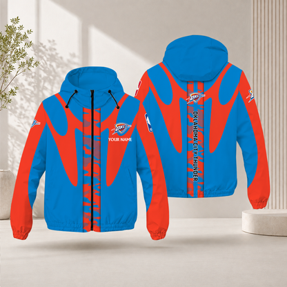 FINAL SALE - NEW CUSTOMIZED NBA01 OCT OKLAHOMA CITY THUNDER WINDBREAKER JACKET