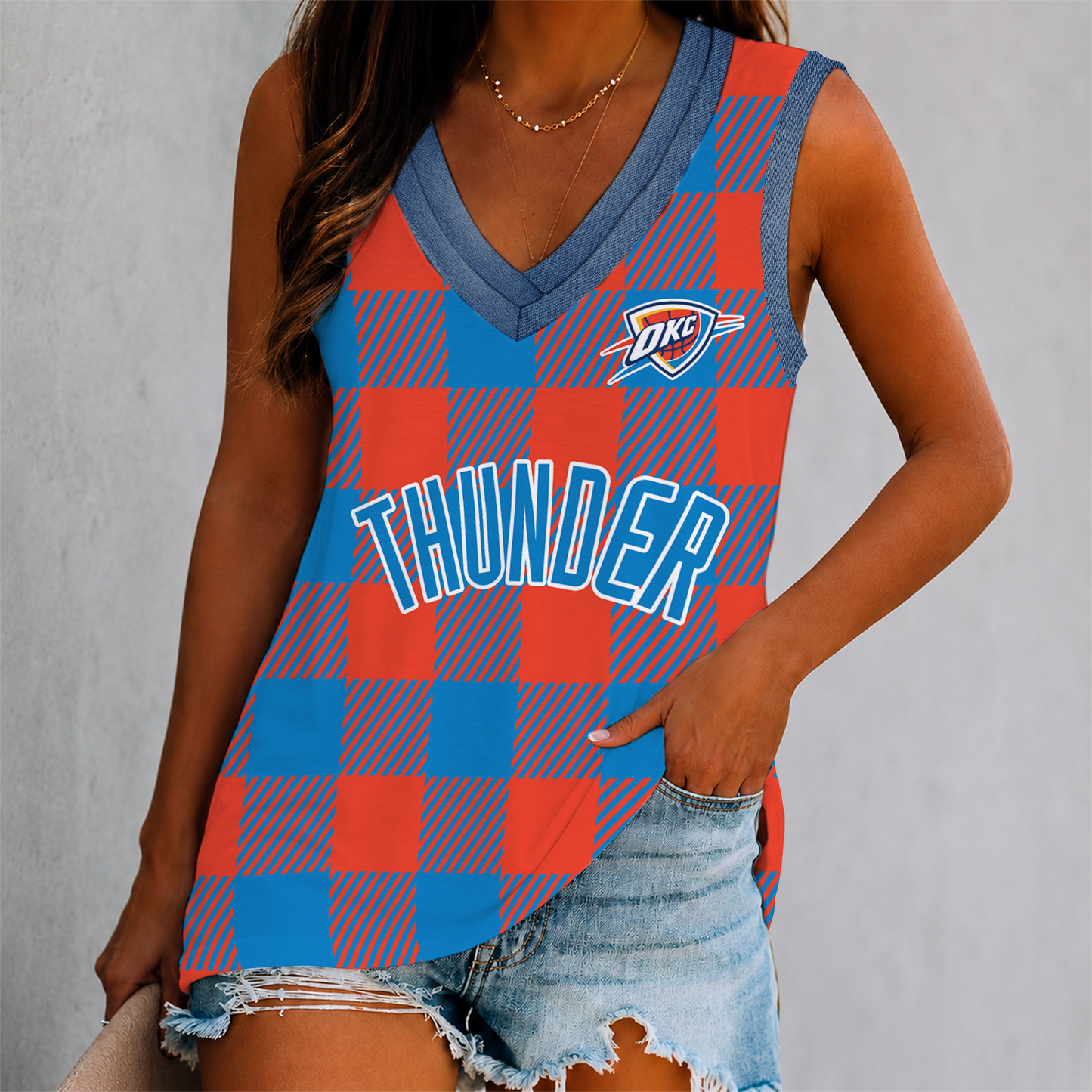 VIRAL EDITION - NEW CUSTOMIZED NBA01 OCT OKLAHOMA CITY THUNDER WOMEN'S V-NECK TANK TOP