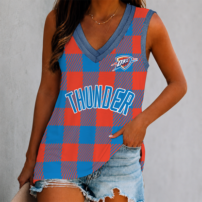 VIRAL EDITION - NEW CUSTOMIZED NBA01 OCT OKLAHOMA CITY THUNDER WOMEN'S V-NECK TANK TOP