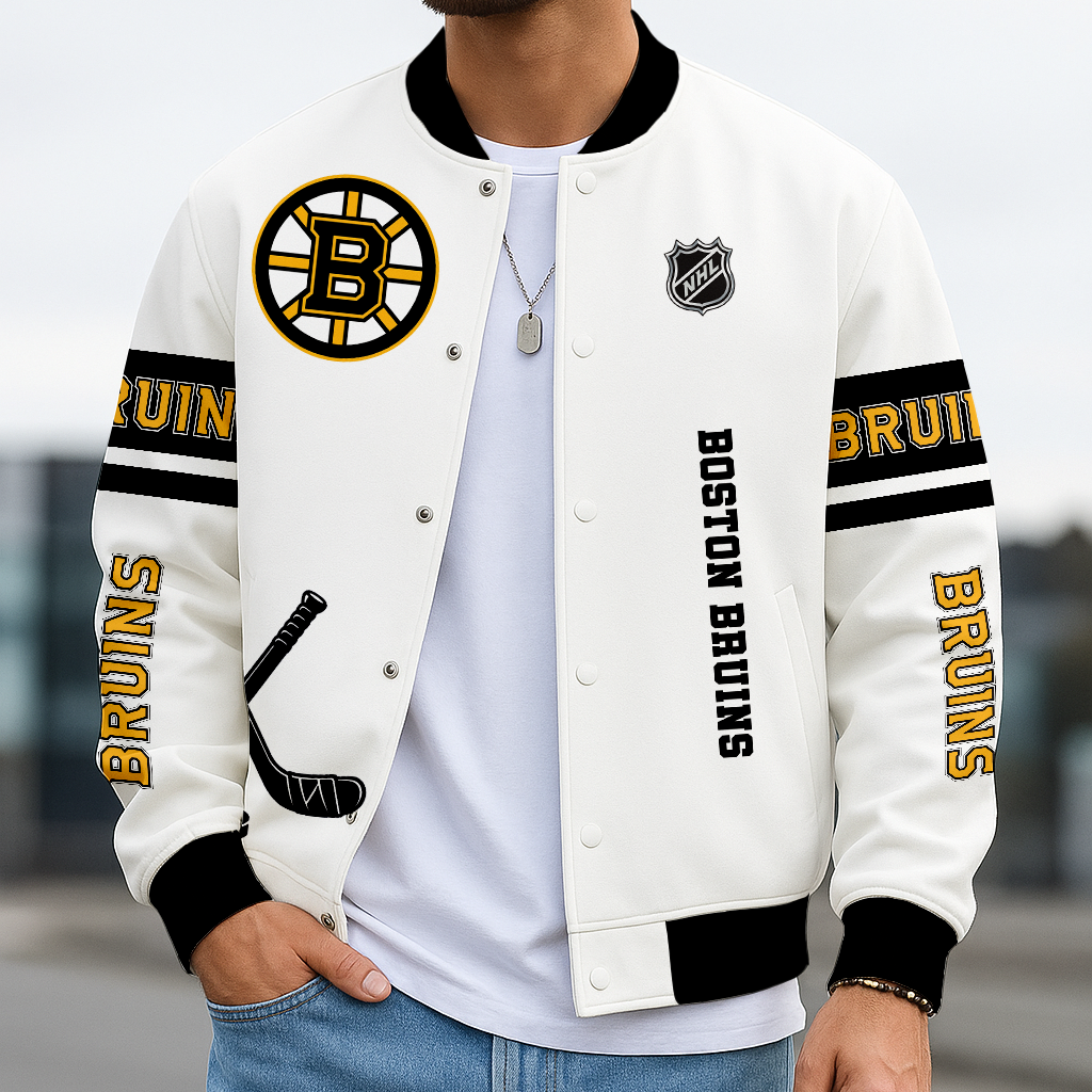 LIMITED EDITION - NEW CUSTOMIZED NHL02 BTB BT BRUINS BASEBALL JACKET, SATIN VARSITY JACKET