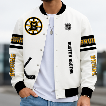 LIMITED EDITION - NEW CUSTOMIZED NHL02 BTB BT BRUINS BASEBALL JACKET, SATIN VARSITY JACKET