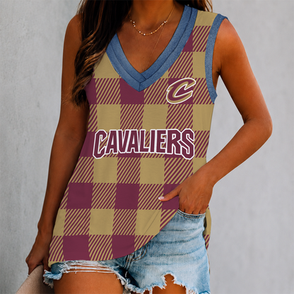 VIRAL EDITION - NEW CUSTOMIZED NBA02 CCA CLEVELAND CAVALIERS WOMEN'S V-NECK TANK TOP