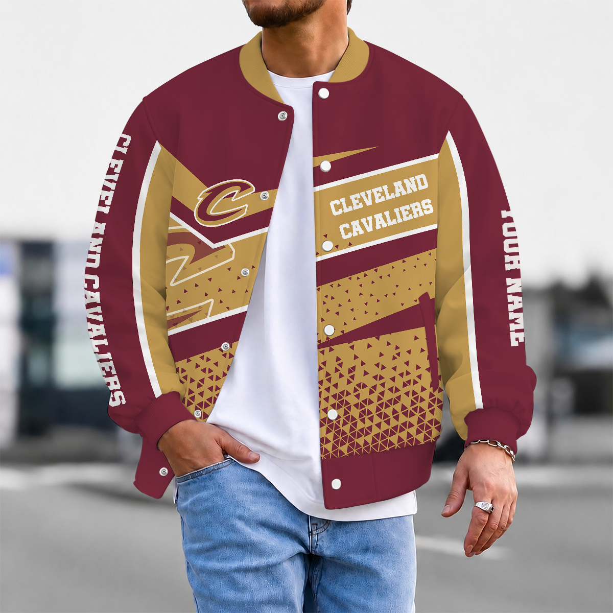 FLASH SALE - NEW CUSTOMIZED NBA02 CCA CLEVELAND CAVALIERS BASEBALL JACKET, SATIN VARSITY JACKET