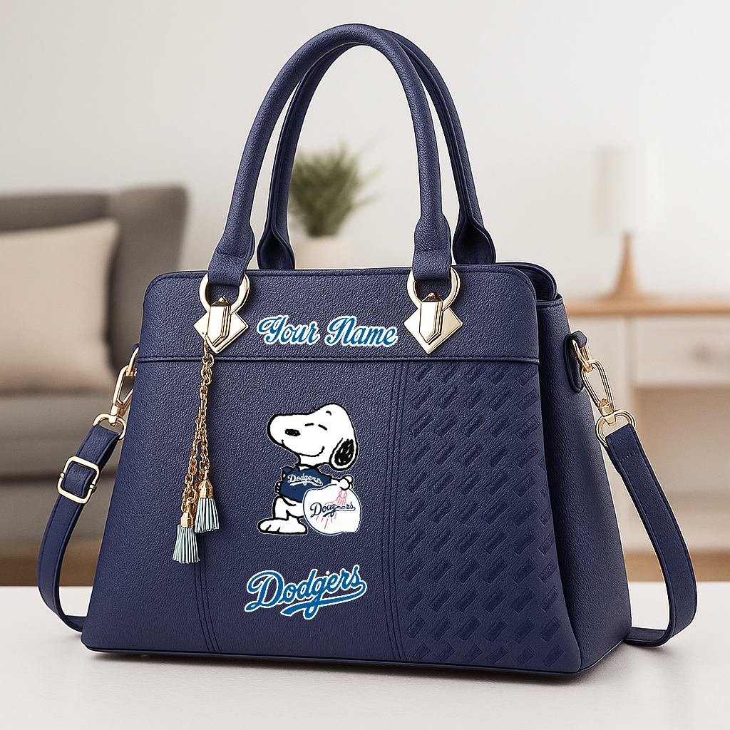 LIMITED EDITION - NEW CUSTOMIZED MLB02 LAD LA DODGERS ZIP HANDBAG MULTICOLOR