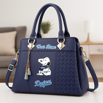 LIMITED EDITION - NEW CUSTOMIZED MLB02 LAD LA DODGERS ZIP HANDBAG MULTICOLOR