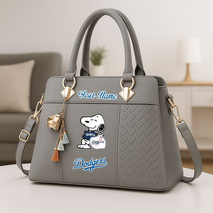 LIMITED EDITION - NEW CUSTOMIZED MLB02 LAD LA DODGERS ZIP HANDBAG MULTICOLOR