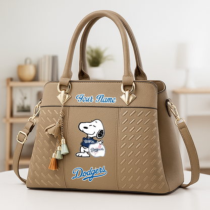 LIMITED EDITION - NEW CUSTOMIZED MLB02 LAD LA DODGERS ZIP HANDBAG MULTICOLOR