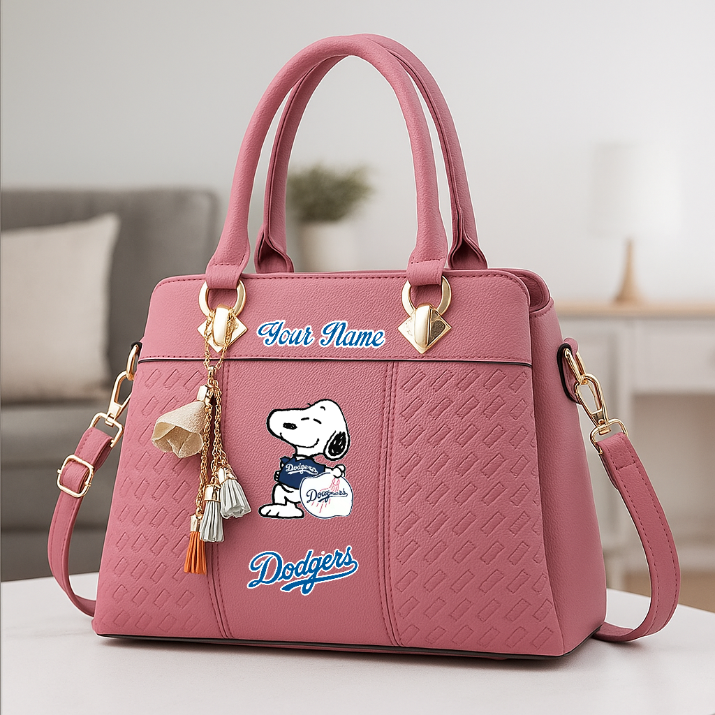 LIMITED EDITION - NEW CUSTOMIZED MLB02 LAD LA DODGERS ZIP HANDBAG MULTICOLOR
