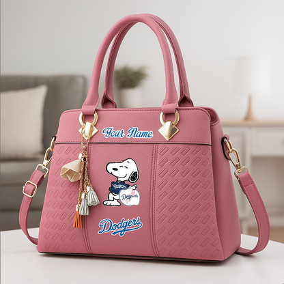 LIMITED EDITION - NEW CUSTOMIZED MLB02 LAD LA DODGERS ZIP HANDBAG MULTICOLOR