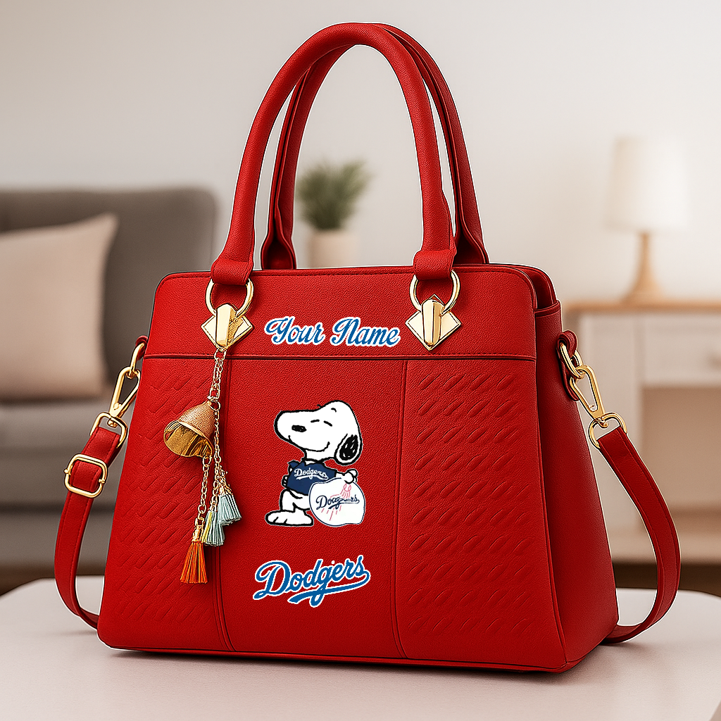 LIMITED EDITION - NEW CUSTOMIZED MLB02 LAD LA DODGERS ZIP HANDBAG MULTICOLOR