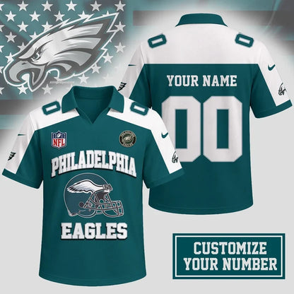 HOT DEAL - NEW CUSTOMIZED NFL02 PPE PHILADELPHIA EAGLES POLO SHIRT