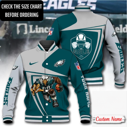 LIMITED EDITION - NEW CUSTOMIZED NFL02 PPE PHILADELPHIA EAGLES SATIN VARSITY & BASEBALL JACKET