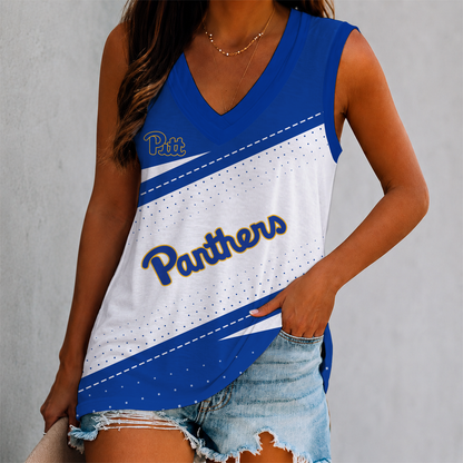 FINAL SALE - NEW CUSTOMIZED NCAA FBS02 PIP PITTSBURGH PANTHERS WOMEN'S V-NECK TANK TOP
