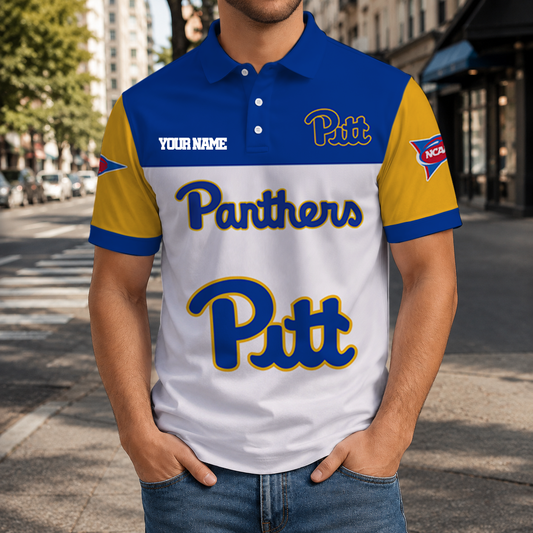 SPECIAL OFFER - NEW CUSTOMIZED NCAA FBS02 PIP PITTSBURGH PANTHERS POLO SHIRT, ZIP POLO SHIRT & T-SHIRTS