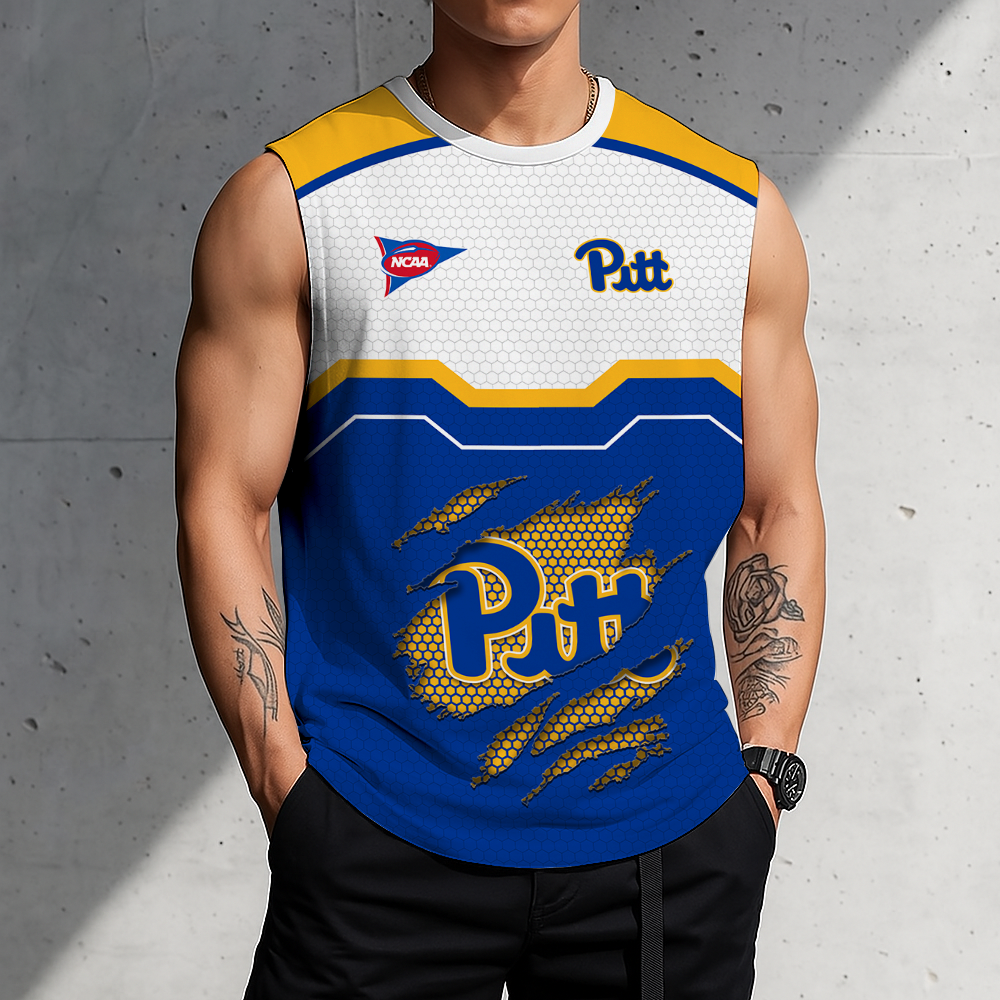SPECIAL EDITION - NEW CUSTOMIZED NCAA FBS02 PIP PITTSBURGH PANTHERS MEN'S GYM SHIRT