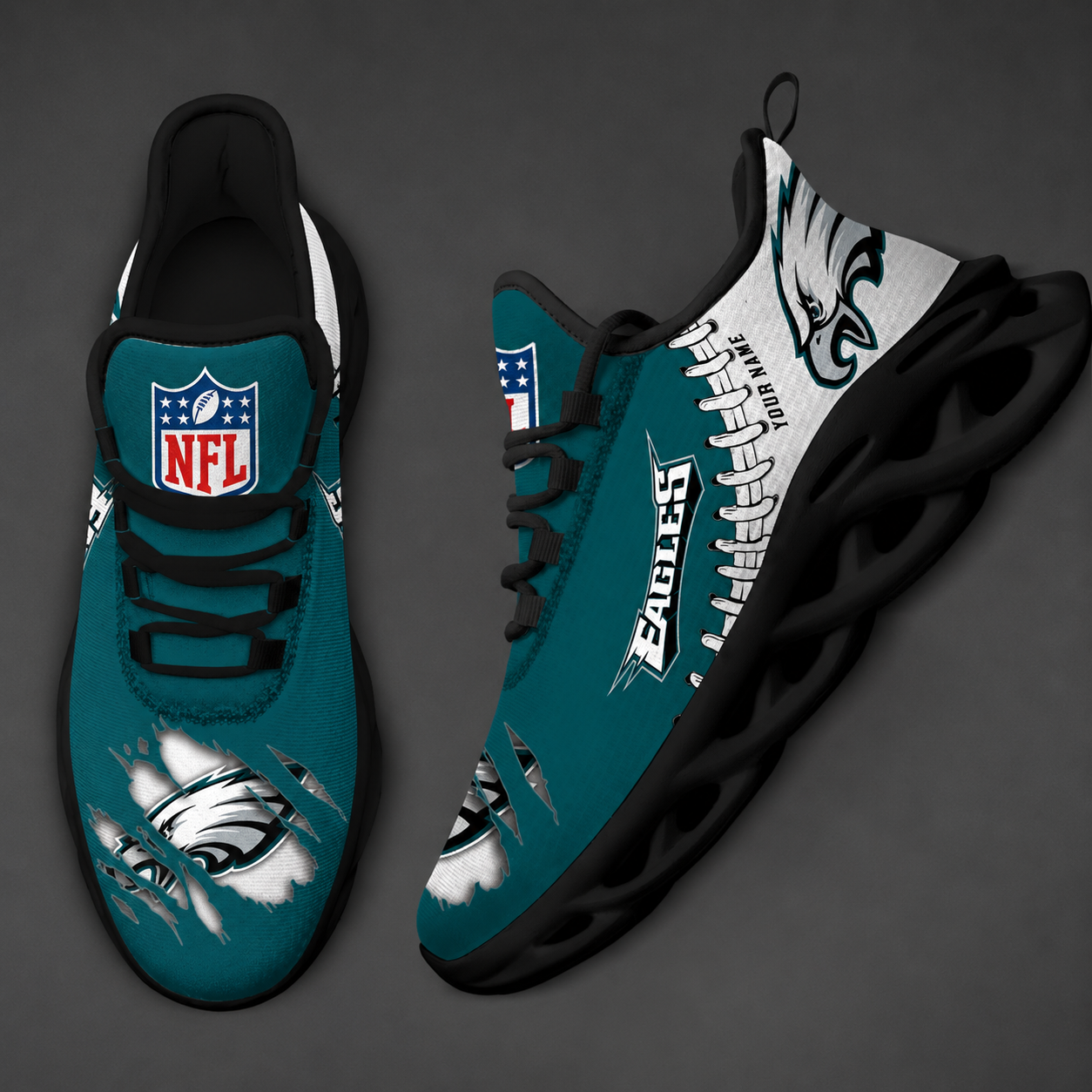 FINAL SALE - NEW CUSTOMIZED NFL02 PPE PHILADELPHIA EAGLES UNISEX MAX SOUL SHOES