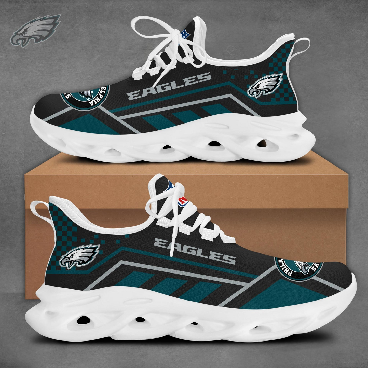 LIMITED EDITION - NEW CUSTOMIZED NFL02 PPE PHILADELPHIA EAGLES MAX SOUL SHOES
