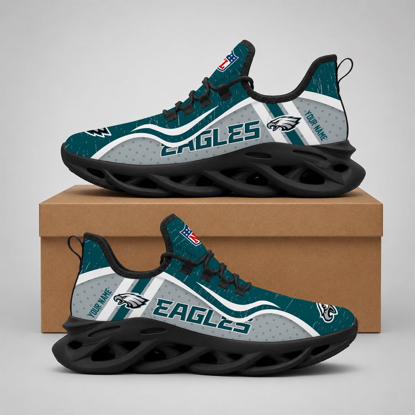 LIMITED EDITION - NEW CUSTOMIZED NFL02 PPE PHILADELPHIA EAGLES MAX SOUL SHOES