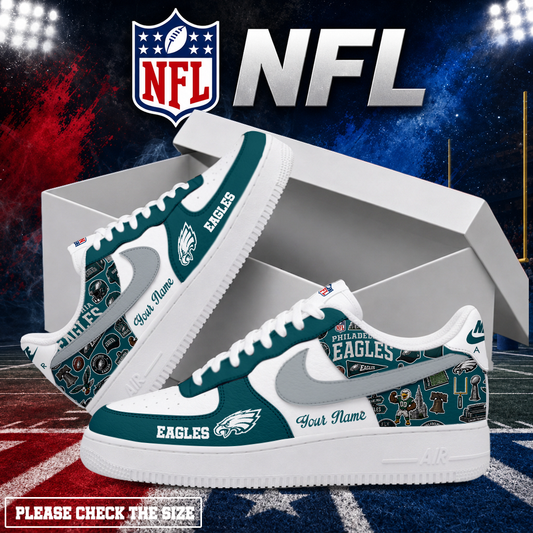 FINAL SALE - NEW CUSTOMIZED NFL02 PPE PHILADELPHIA EAGLES AF1 SHOES